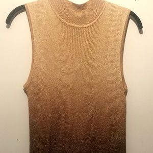 Sparkly ombre sleeveless turtleneck top